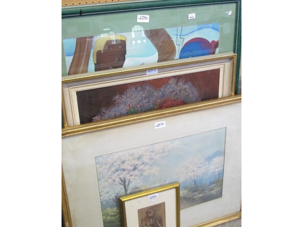 Appraisal: Lot comprising two watercolours two oils and a pastel