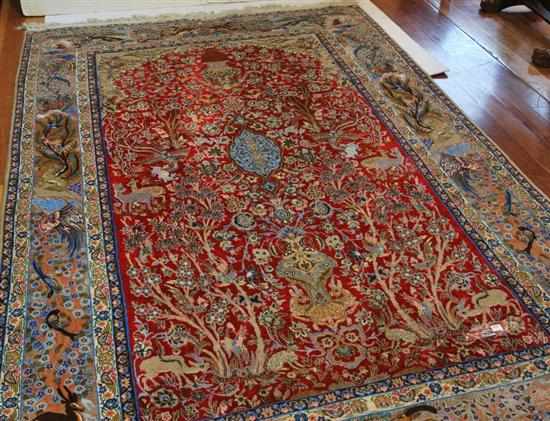 Appraisal: A fine quality Persian scenic silk rug Early th century