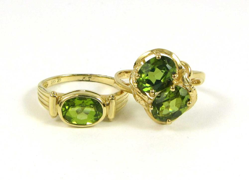 Appraisal: TWO PERIDOT AND FOURTEEN KARAT GOLD RING including a k