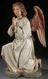 Appraisal: GERMAN CARVED PRAYING ANGEL TH CENTURY A CARVED AND POLYCHROME