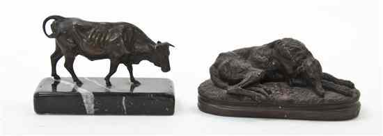 Appraisal: A Bronze Figure of a Cow together with a cast