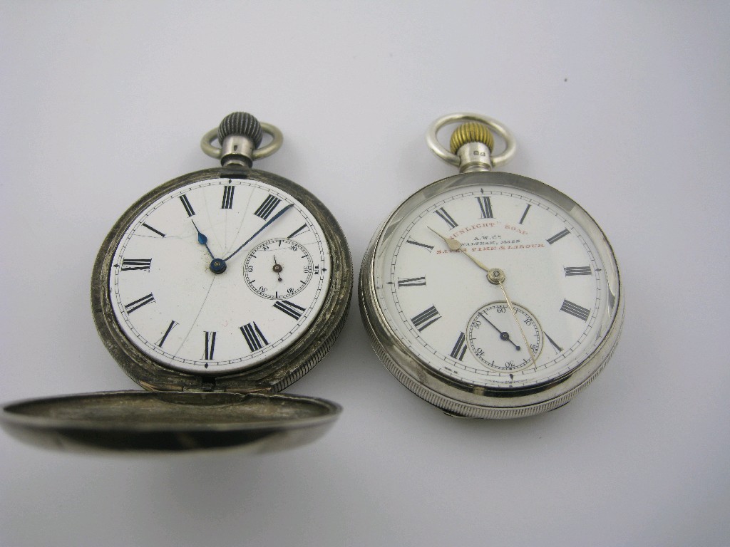 Appraisal: A Victorian Waltham Pocket Watch the white enamel dial marked