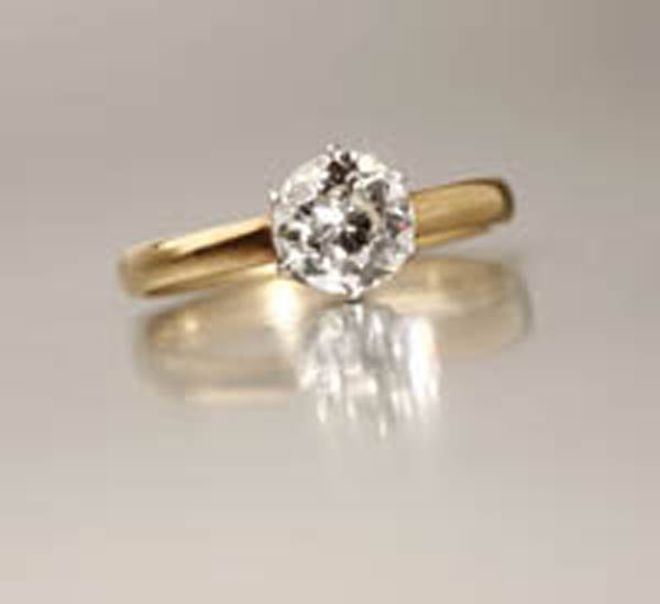 Appraisal: A diamond solitaire ring A diamond solitaire ring K yellow