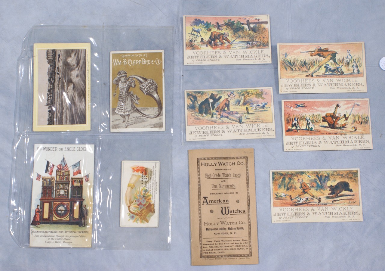 Appraisal: Watches and Jewelry trade cards letter head more than pieces