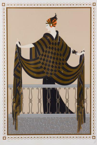 Appraisal: Ert Romain de Tirtoff The Balcony embossed serigraph with foil