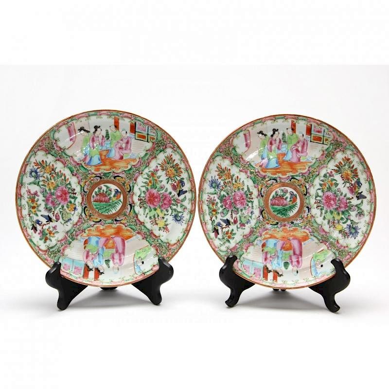 Appraisal: Two Chinese Export Rose Medallion Plates th century in diameter