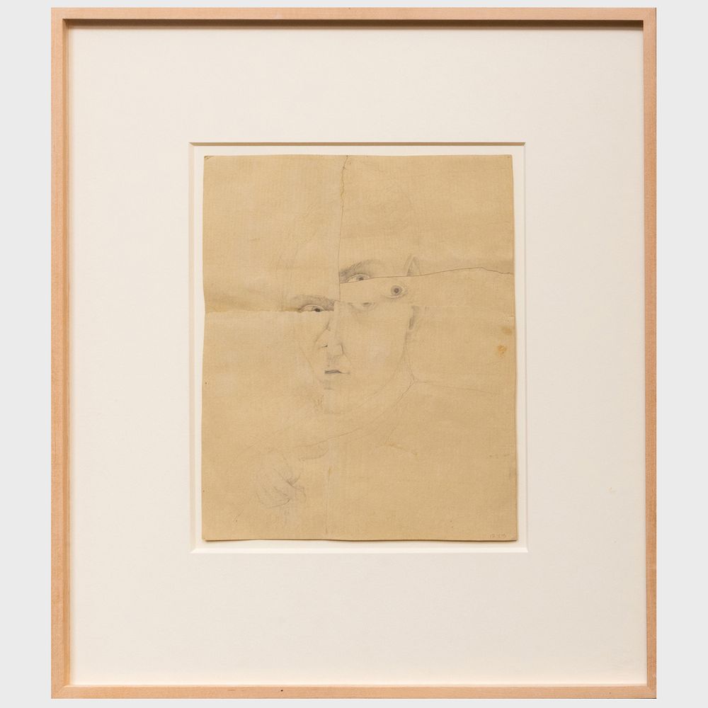 Appraisal: Robert Corless - Untitled Self Portrait Pencil and collage on