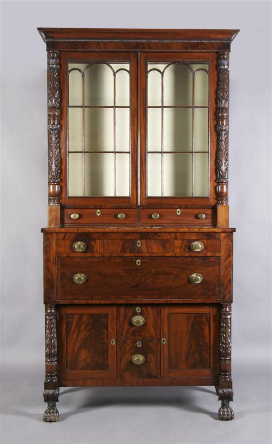 Appraisal: An American Mahogany Federal Secretary Bookcase Height x width x