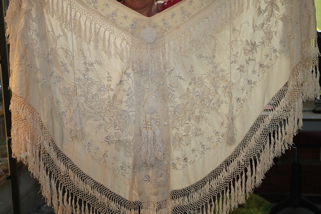 Appraisal: A VICTORIAN SILK EMBROIDERED LARGE SHAWL and a collection of