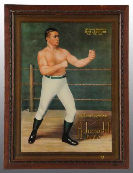 Appraisal: Tin Hohenadel Beer Advertising Sign Description Original frame Condition Near