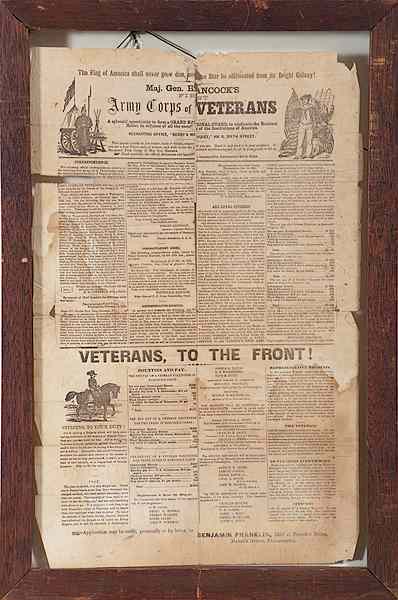 Appraisal: Civil War Recruiting Broadside Maj Gen Hancock's First Army Corps