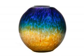 Appraisal: Loetz Cobalt Papillon Spherical Art Glass Vase Attributed to Loetz