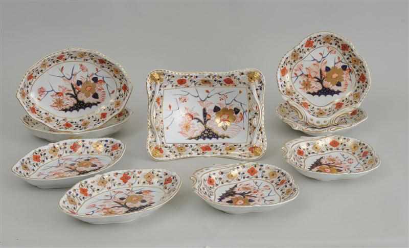 Appraisal: DERBY ''JAPAN'' PATTERN PORCELAIN FRUIT BOWL AND EIGHT SERVING DISHES