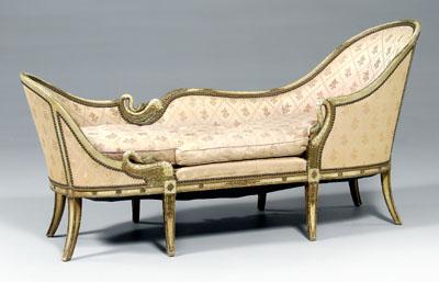 Appraisal: French Empire style daybed sleigh form white and green painted