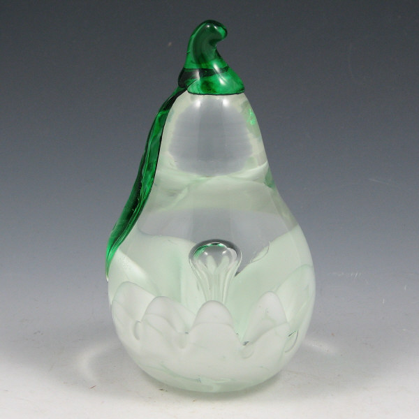 Appraisal: St Clair Joe Green White Pear Paperweight Joe St Clair