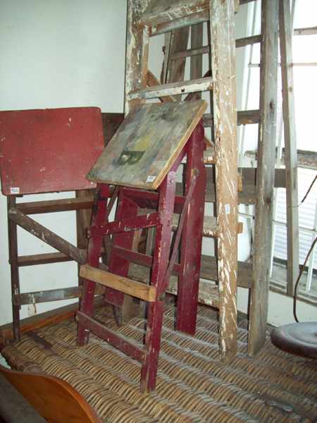 Appraisal: THREE SMALL WOODEN STEP LADDERS AND TWO MEDIUM ANTIQUE STEP