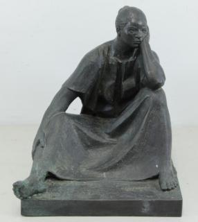 Appraisal: CASTANEDA Felipe Bronze Seated Woman Signed and dated on base