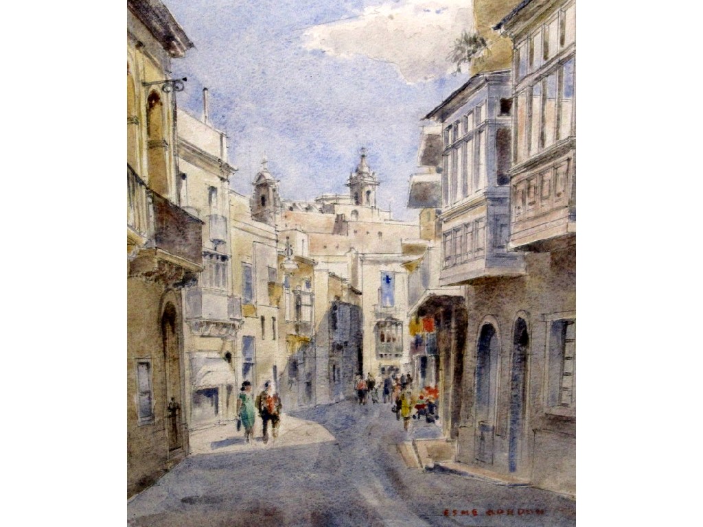 Appraisal: ALEXANDER ESME GORDON wash over pencil continental street scene signed