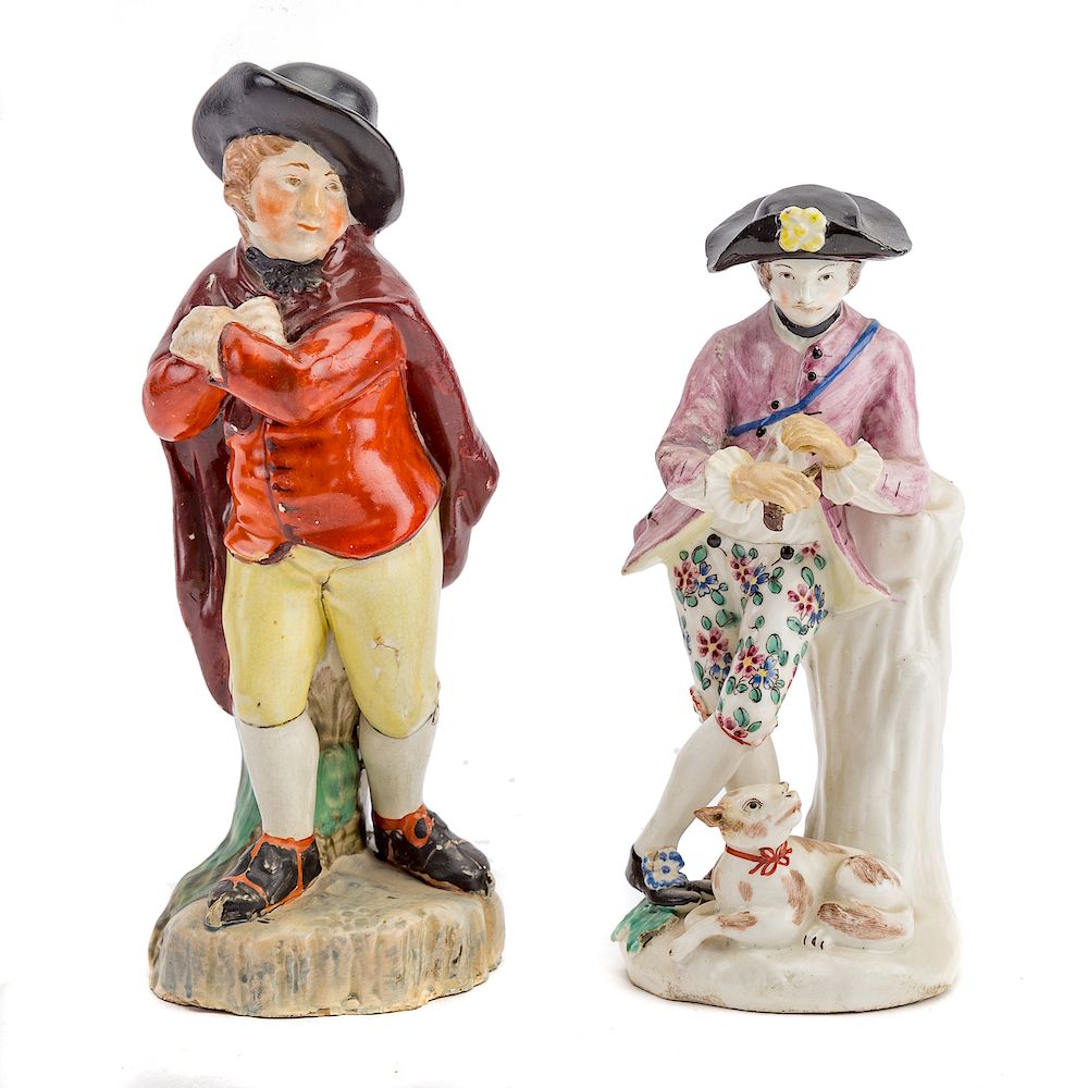 Appraisal: Two early Staffordshire figures ice skater possibly by Woods after