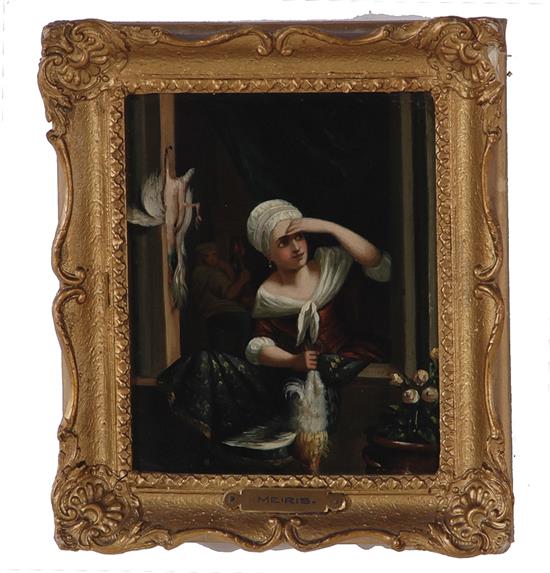 Appraisal: Dutch school th century two works MAIDEN AT WINDOW and