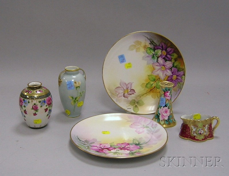 Appraisal: Six Nippon Gilt and Decorated Porcelain Items two floral decorated