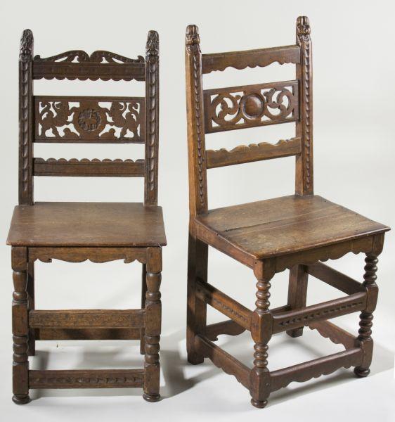 Appraisal: Two Italian Plank Seat Side Chairs early th century both