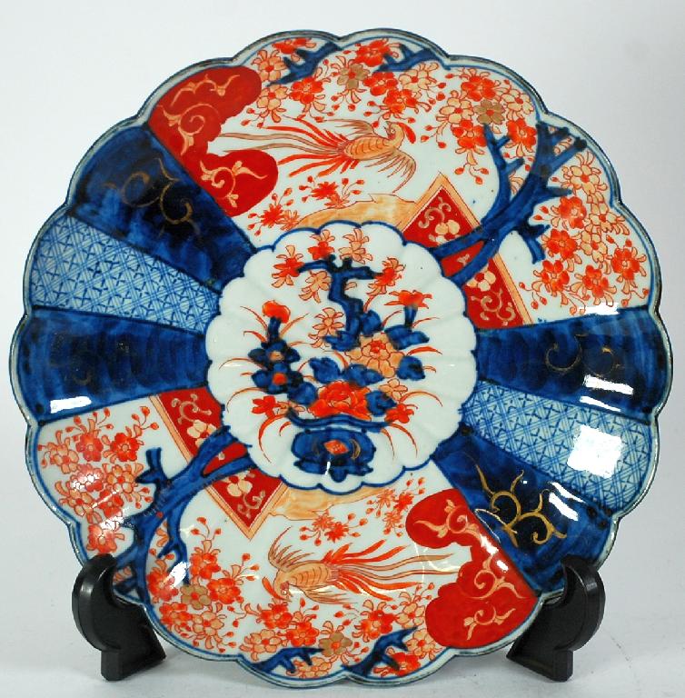 Appraisal: TWENTIETH CENTURY JAPANESE IMARI POTTERY WALL PLAQUE circular fluted form