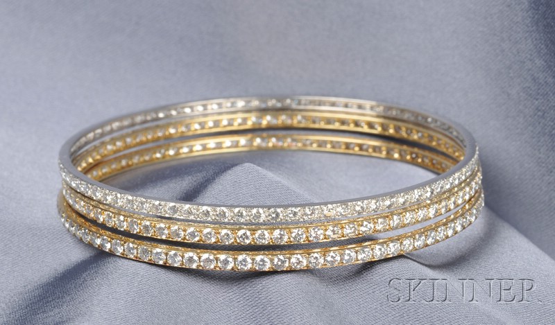 Appraisal: Three Diamond Bangles two kt gold and one platinum each