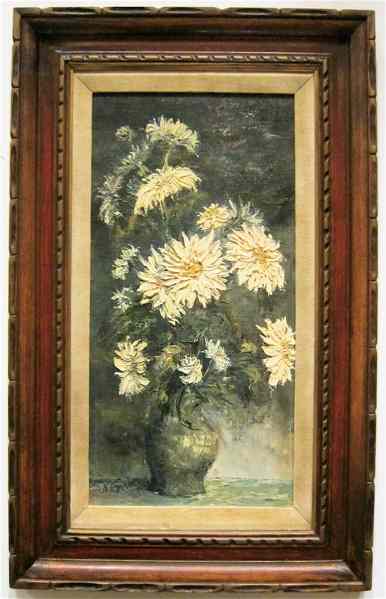 Appraisal: WILLY GISIN OIL ON MASONITE Swiss - ''Asters '' a