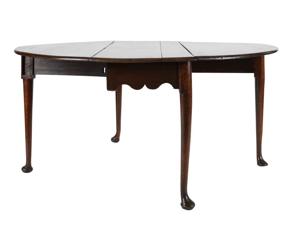 Appraisal: QUEEN ANNE-STYLE PINE DROPLEAF TABLEwith stained finish closed inches wide