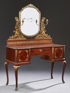 Appraisal: French Bronze Mounted Inlaid Mahogany Ormolu Mount French Bronze Mounted