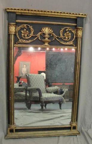 Appraisal: Black and Gilt Trumeau Style Mirror From a Bronx NY