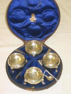 Appraisal: A VICTORIAN FOUR PIECE CONDIMENT SET comprising four circular salts