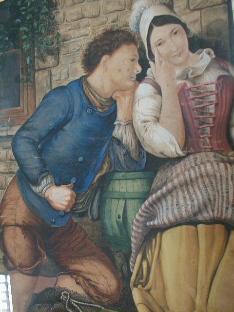 Appraisal: H Plenty Boy and girl in cobbled yard watercolour signed