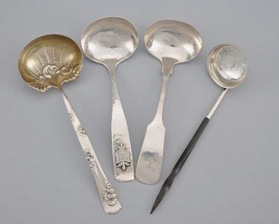 Appraisal: Four Silver Sauce Ladles Including Georgian Gorham and Whiting Consisting