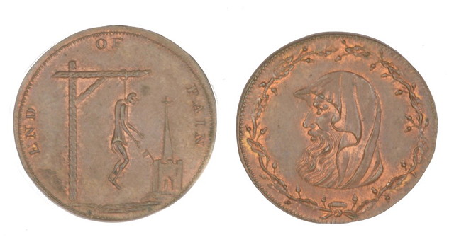 Appraisal: A MIDDLESEX FARTHING End of Pain Hanging Man EF