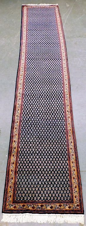 Appraisal: Indian Oriental Blue Patterned Carpet Rug Runner India th Century