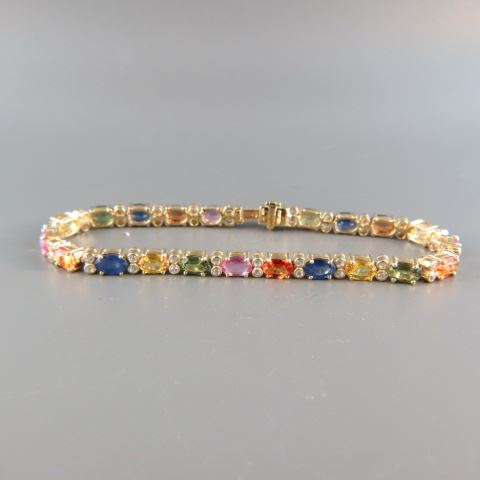 Appraisal: Multi-Color Sapphire Bracelet a rainbow of oval gems and clear