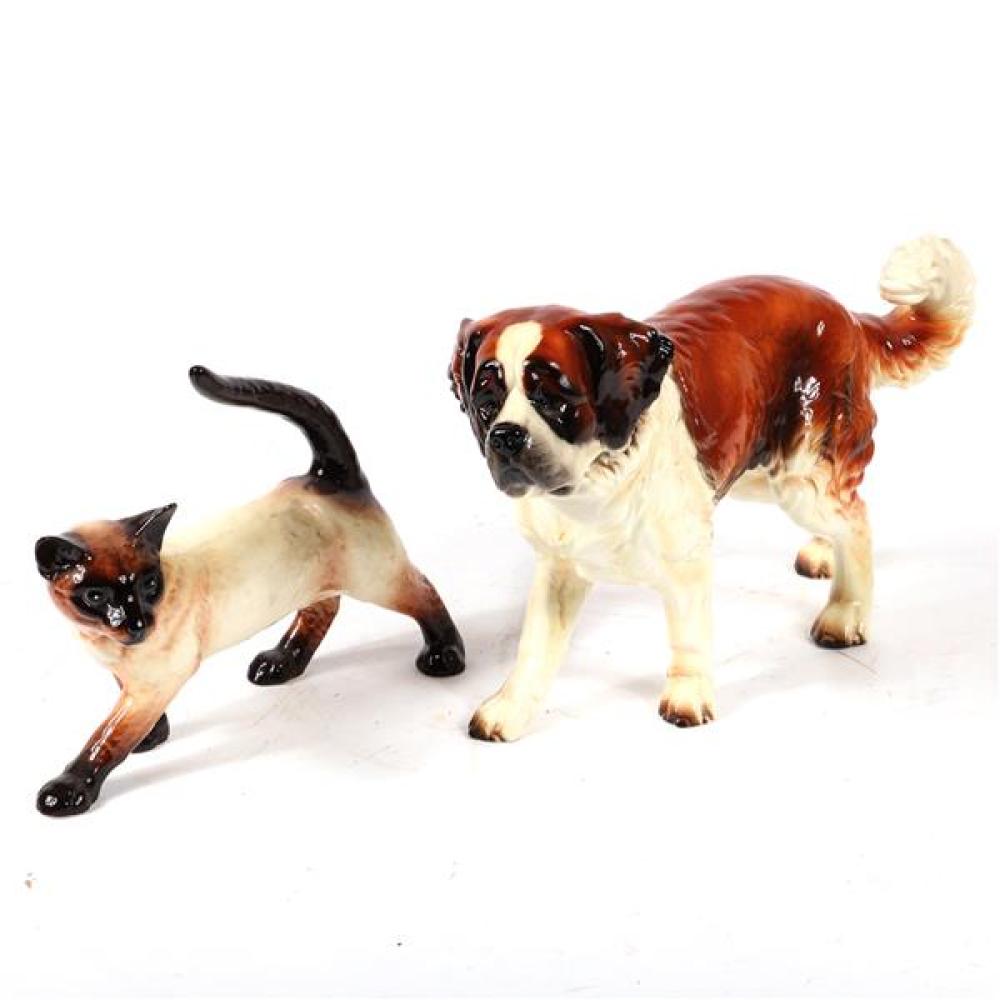 Appraisal: GOEBEL PORCELAIN ST BERNARD ANIMAL FIGURE AND A GOEBEL SIAMESE