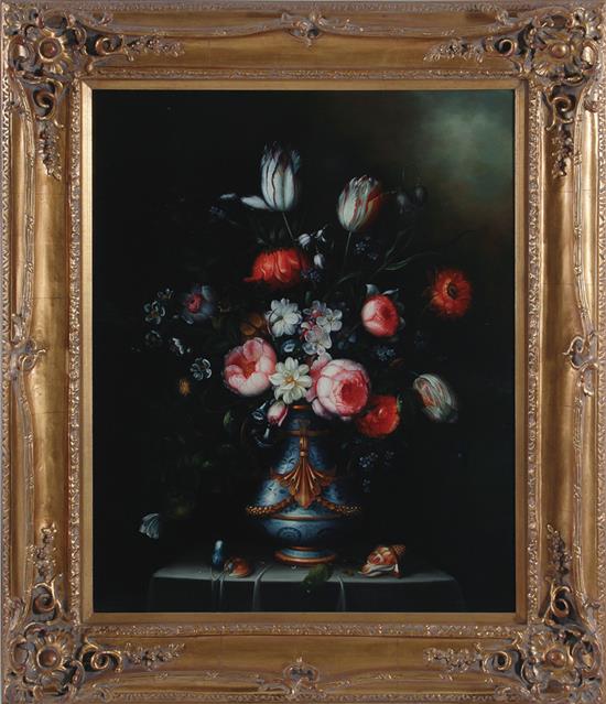 Appraisal: Old Master style floral still life framed on canvas framed