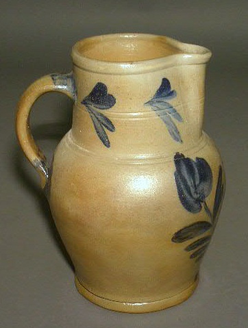 Appraisal: Stoneware pitcher with blue decoration h