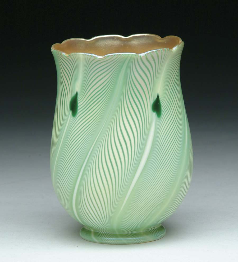 Appraisal: ART GLASS SHADE Beautiful art glass shade features green on