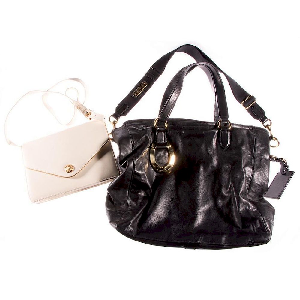 Appraisal: Two Ralph Lauren leather bags purses black satchel measuring x