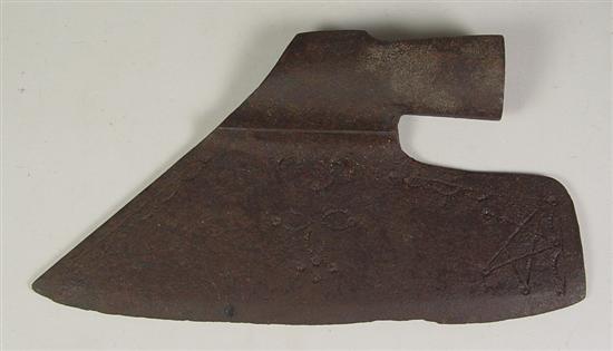 Appraisal: Early Goosewing Axe Head Probably th Century Blacksmith made Incised