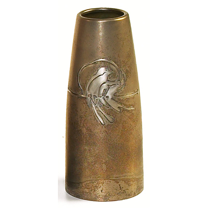 Appraisal: SMACo vase decorated bronze with an applied bird design original