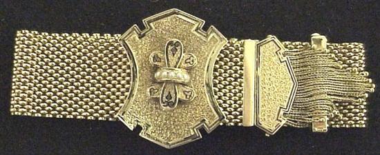 Appraisal: JEWELRY Antique bracelet K antique mesh w large buckle shaped