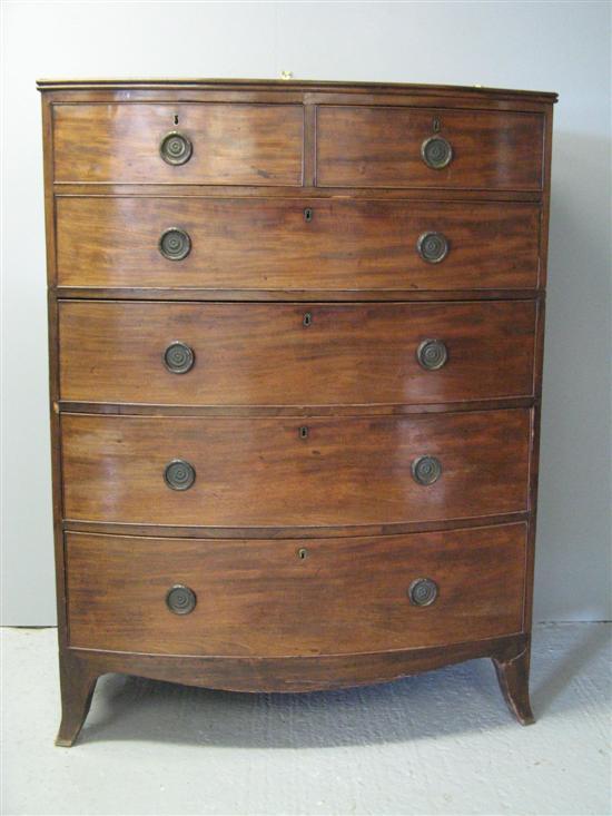 Appraisal: George III mahogany bow fronted chest of two short and