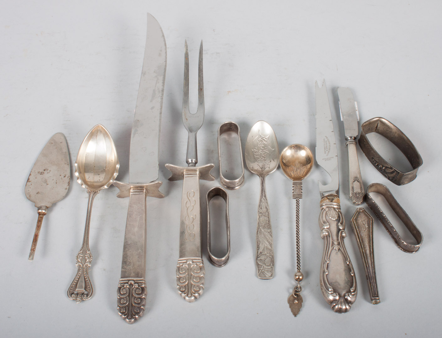 Appraisal: Group of assorted silver flatware napkin rings including International -piece