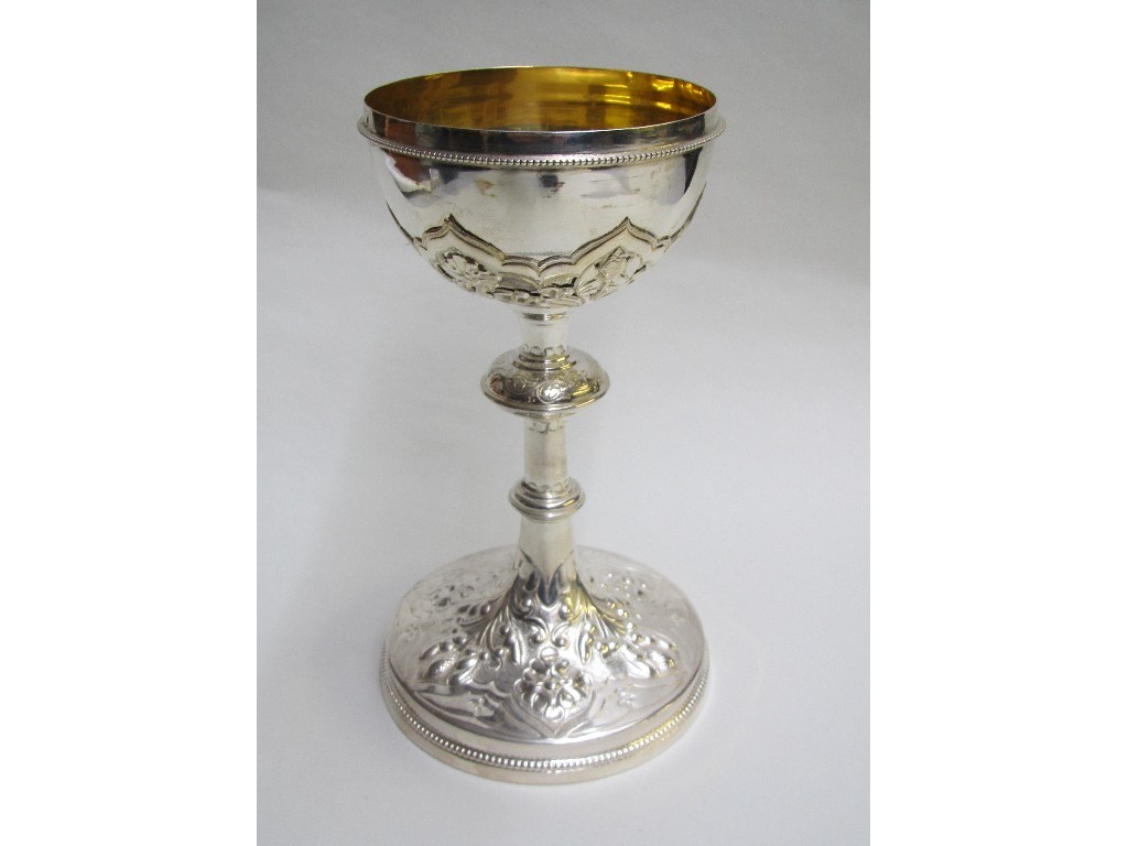 Appraisal: A French silver communion chalice the bowl cast with foliage