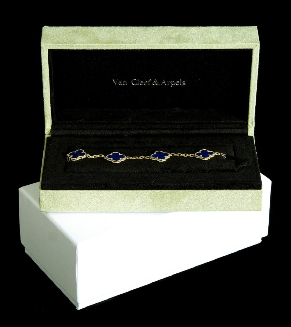 Appraisal: ATTR VCA K YG ALHAMBRA MOTIF LAPIS BRACELETAttributed to Van